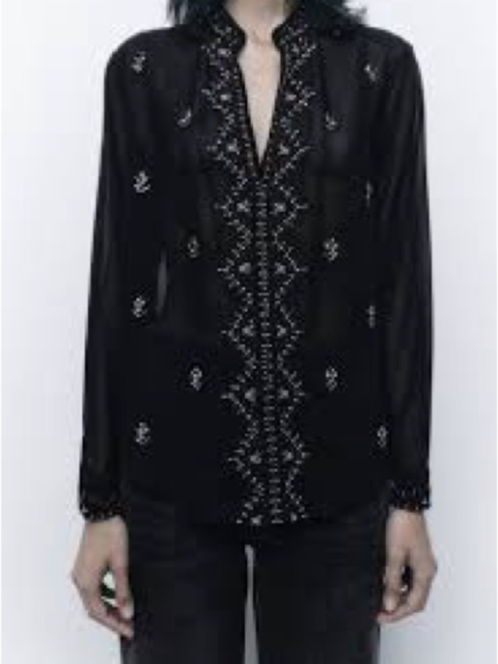 CLEARANCE!!!! - ZARA Beaded Semi Sheer Blouse